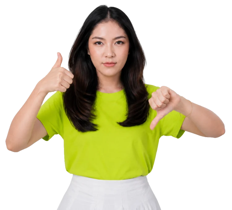 lady thumbs up and down